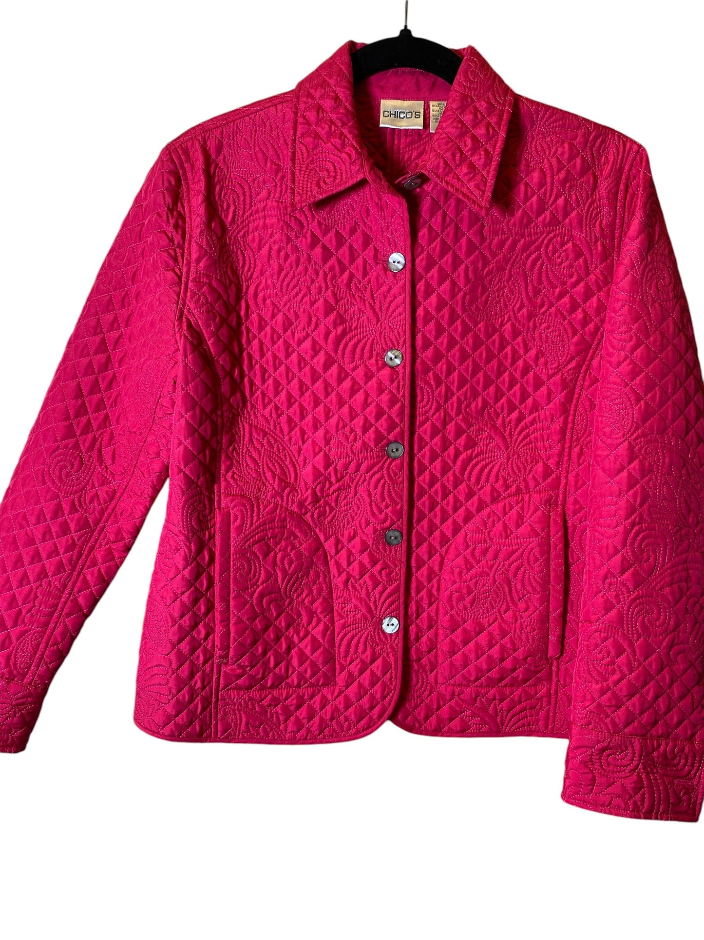 Jacket Puffer & Quilted By Chicos In Pink, Size: S