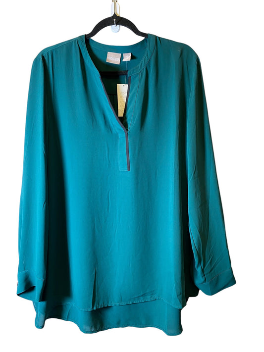 Blouse Long Sleeve By Chicos In Green, Size: L