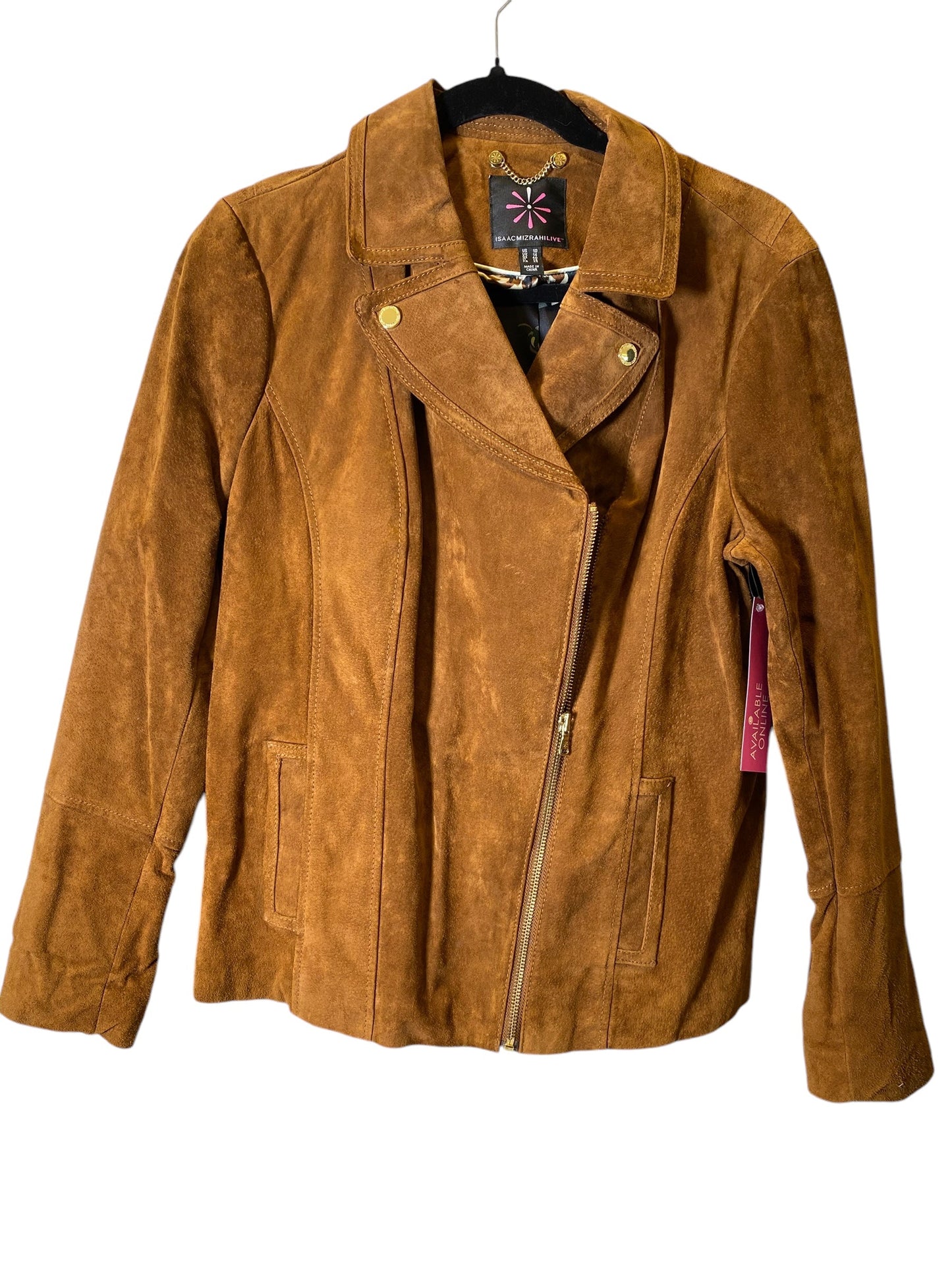 Jacket Moto By Isaac Mizrahi Live Qvc In Brown, Size: M