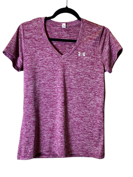 Athletic Top Short Sleeve By Under Armour In Purple, Size: M