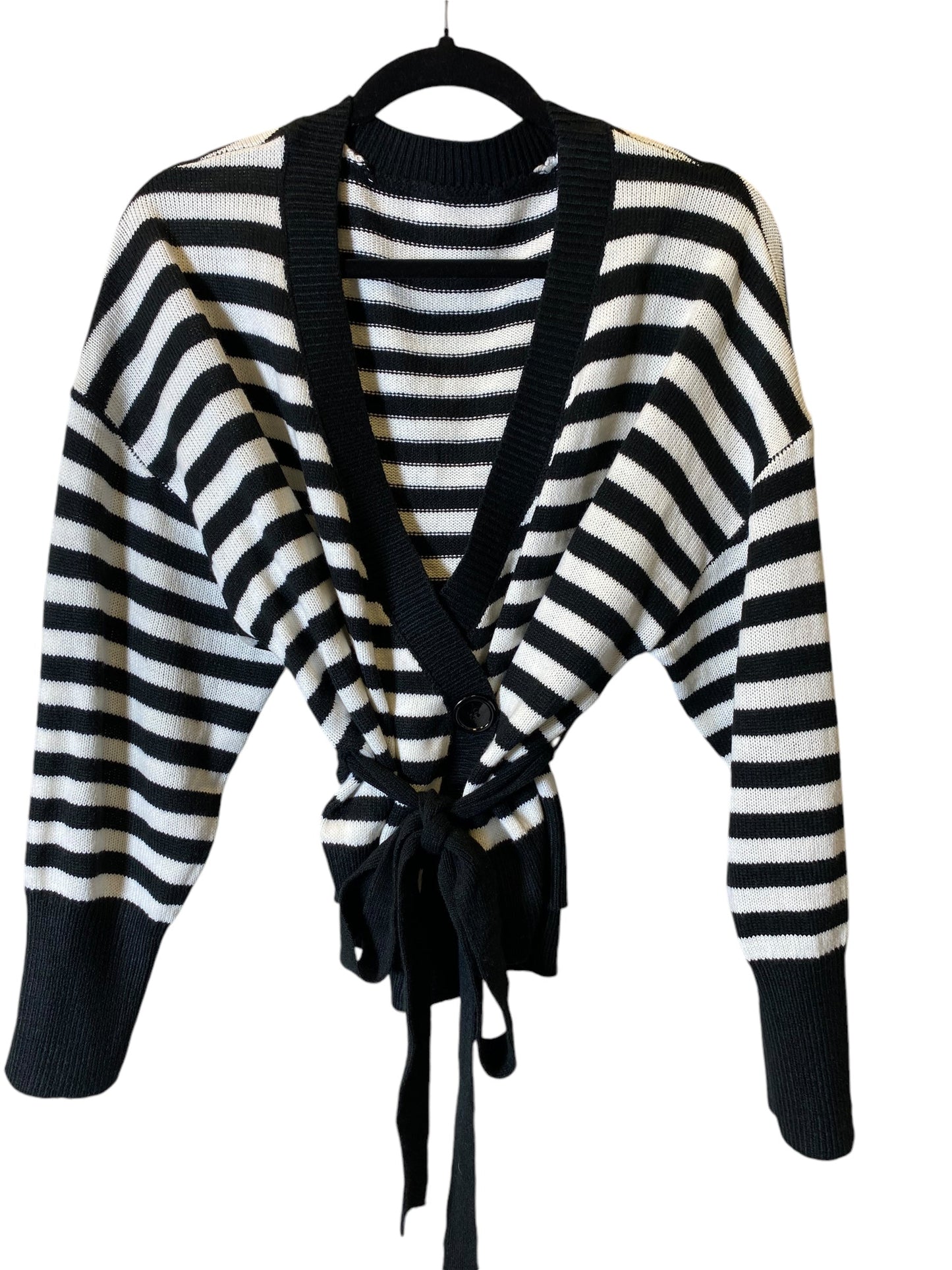 Sweater Cardigan By Shein In Striped Pattern, Size: L