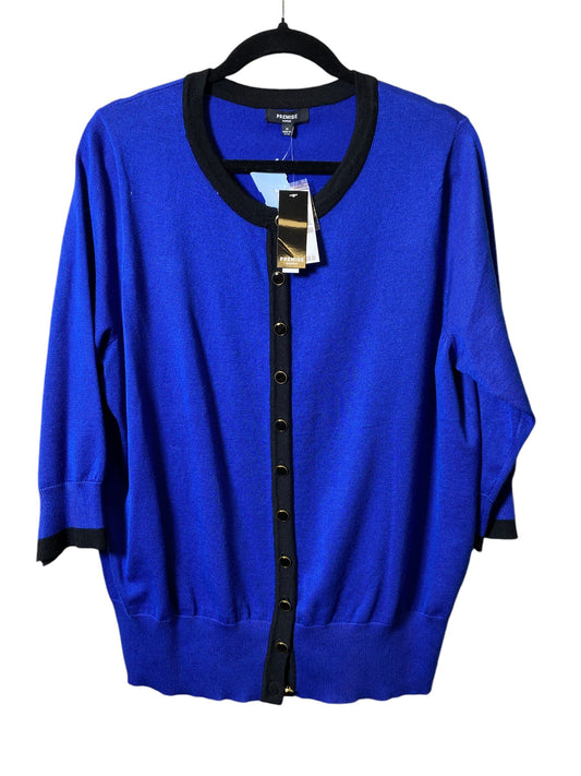 Sweater Cardigan By Premise In Black & Blue, Size: 1x