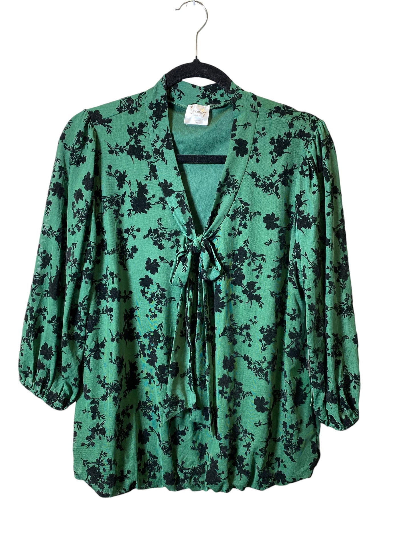 Top Long Sleeve By Siren Lily In Black & Green, Size: Xl