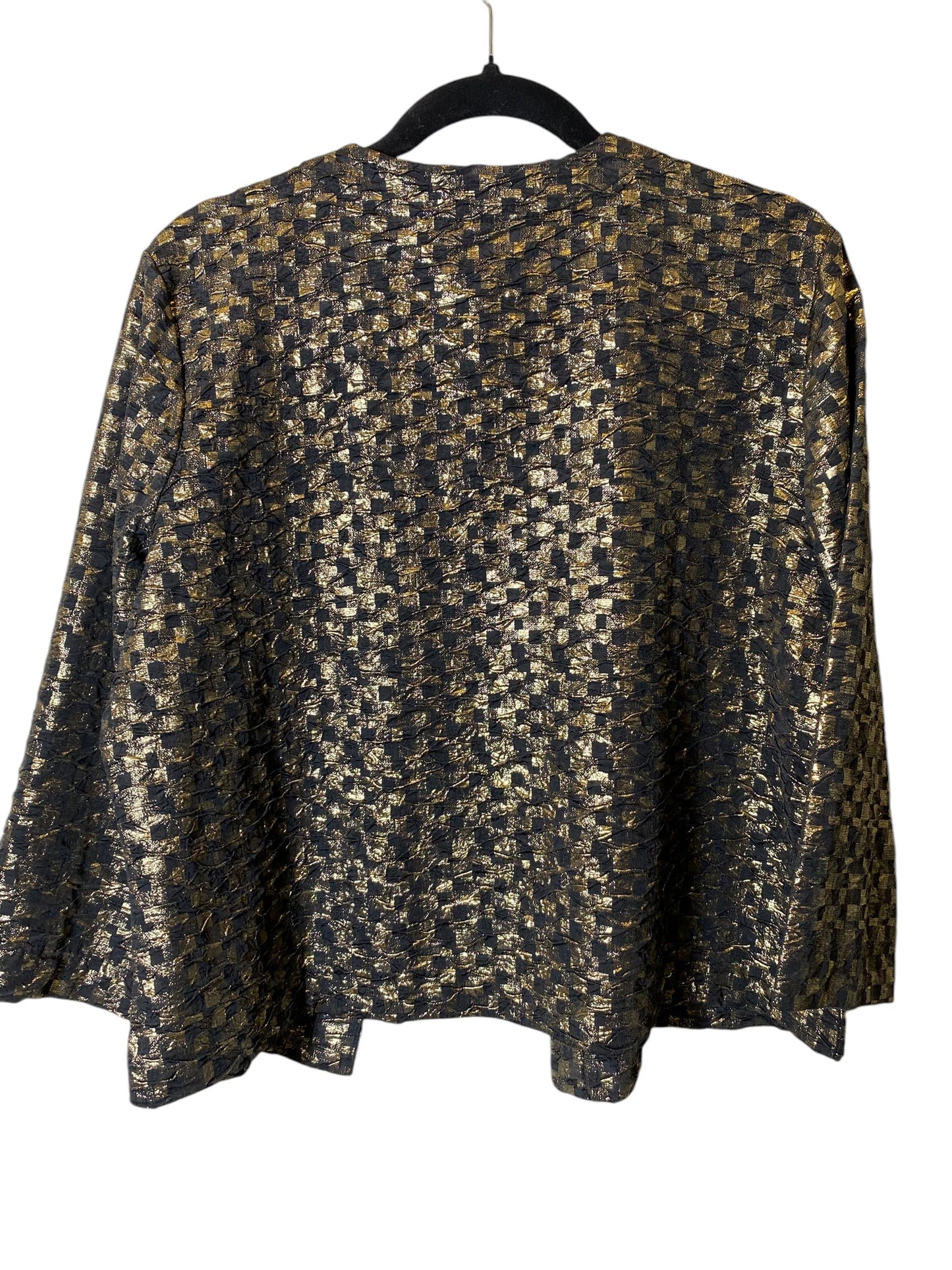 Cardigan By Chicos In Black & Gold, Size: L