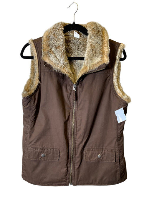 Vest Faux Fur & Sherpa By Gap In Brown, Size: M