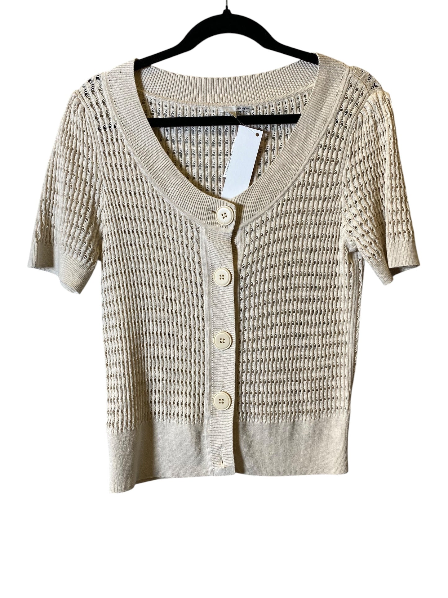 Sweater Short Sleeve By Halogen In Cream, Size: M