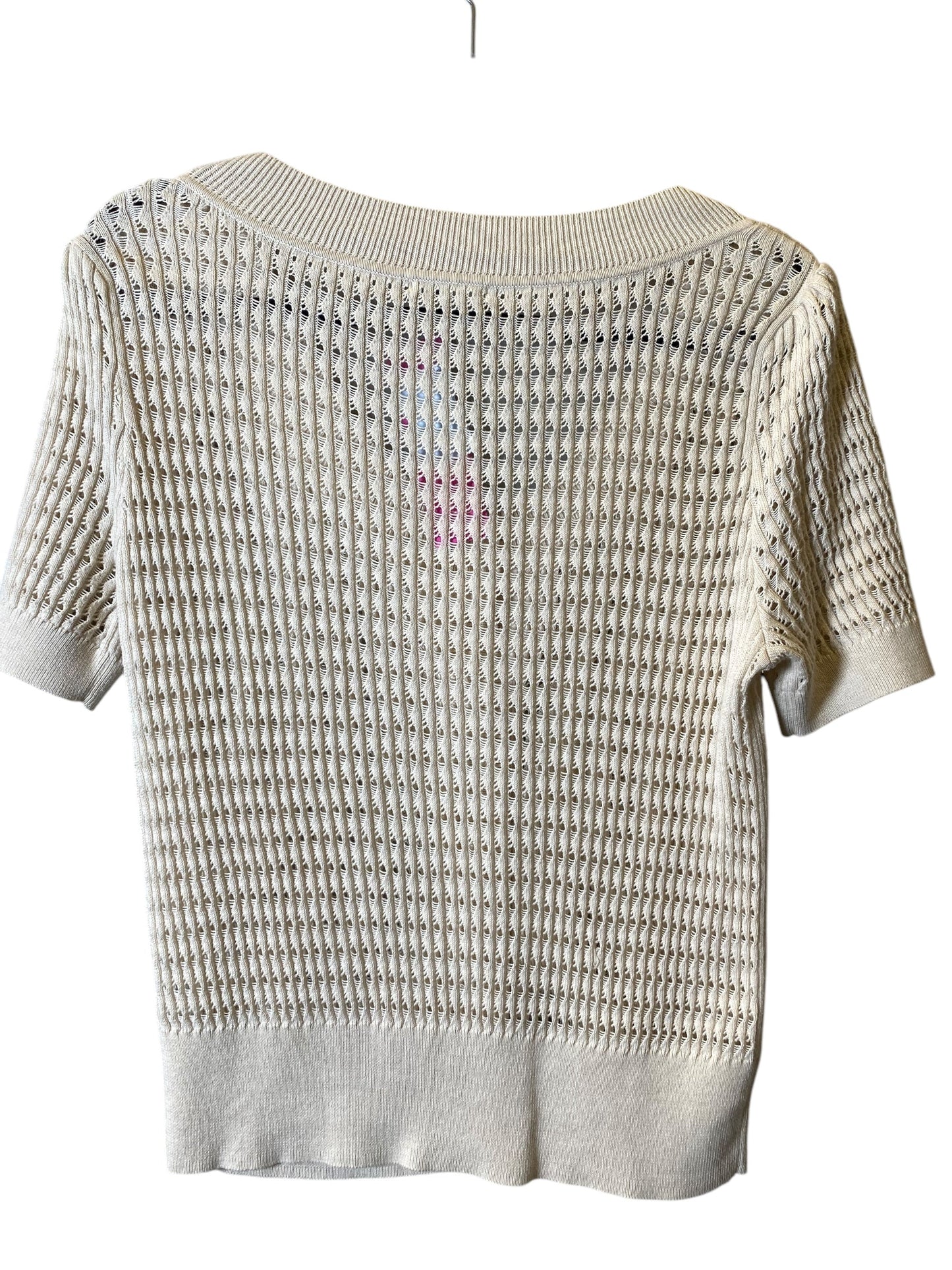 Sweater Short Sleeve By Halogen In Cream, Size: M