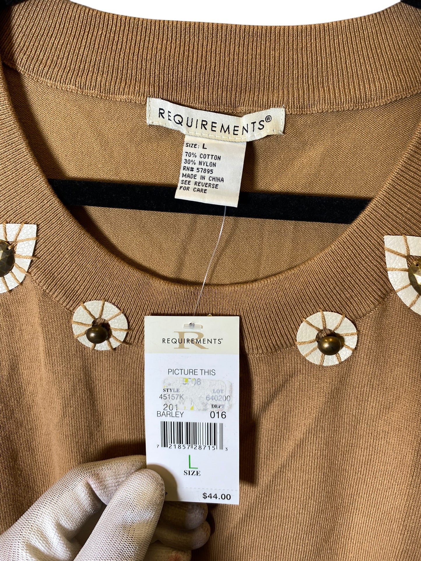 Sweater By Requirements In Tan, Size: L