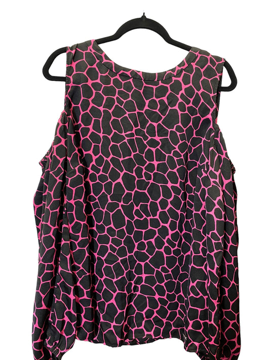 Top Long Sleeve By Michael Kors In Black & Pink, Size: 1x