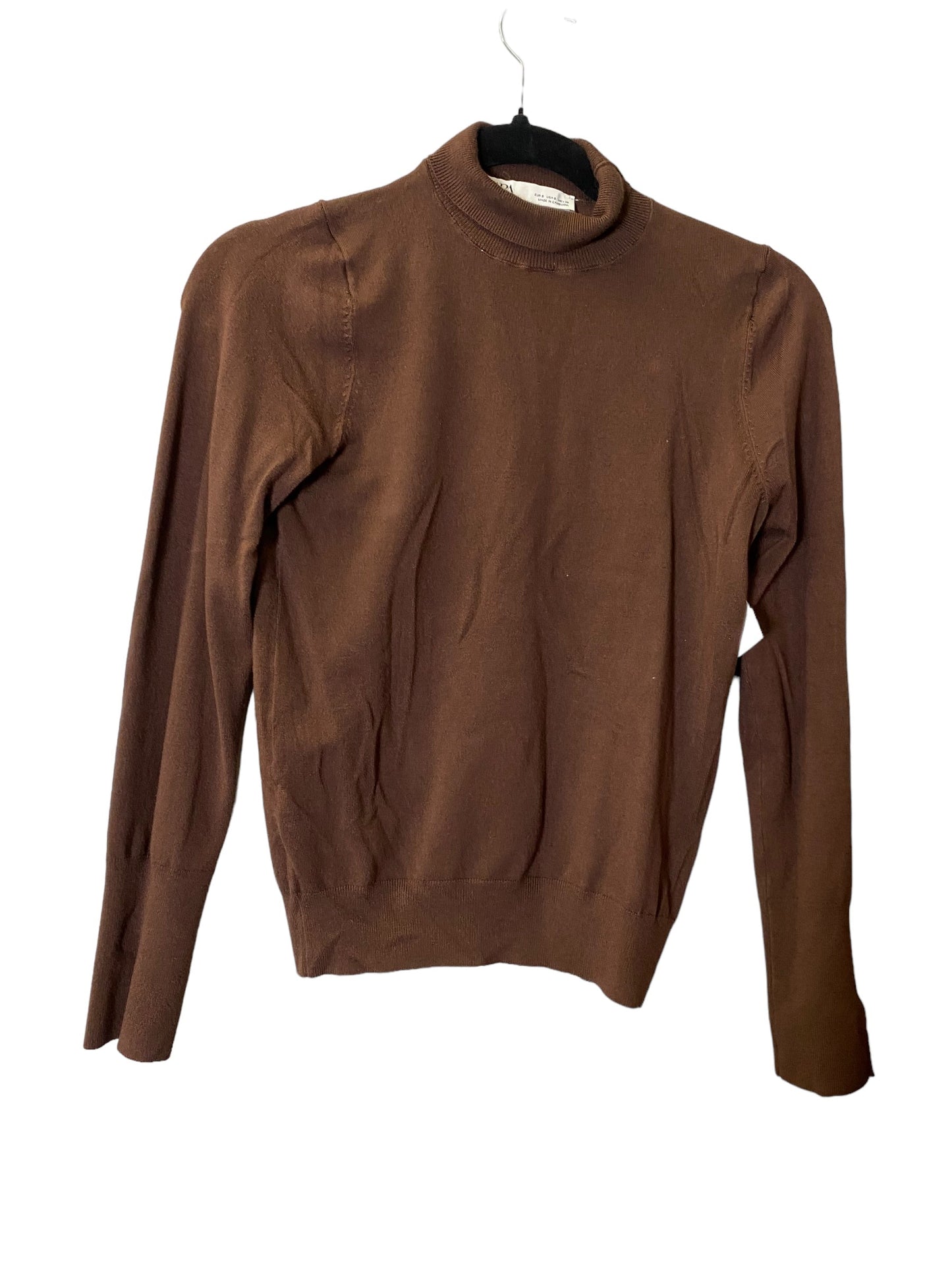 Top Long Sleeve By Zara In Brown, Size: S