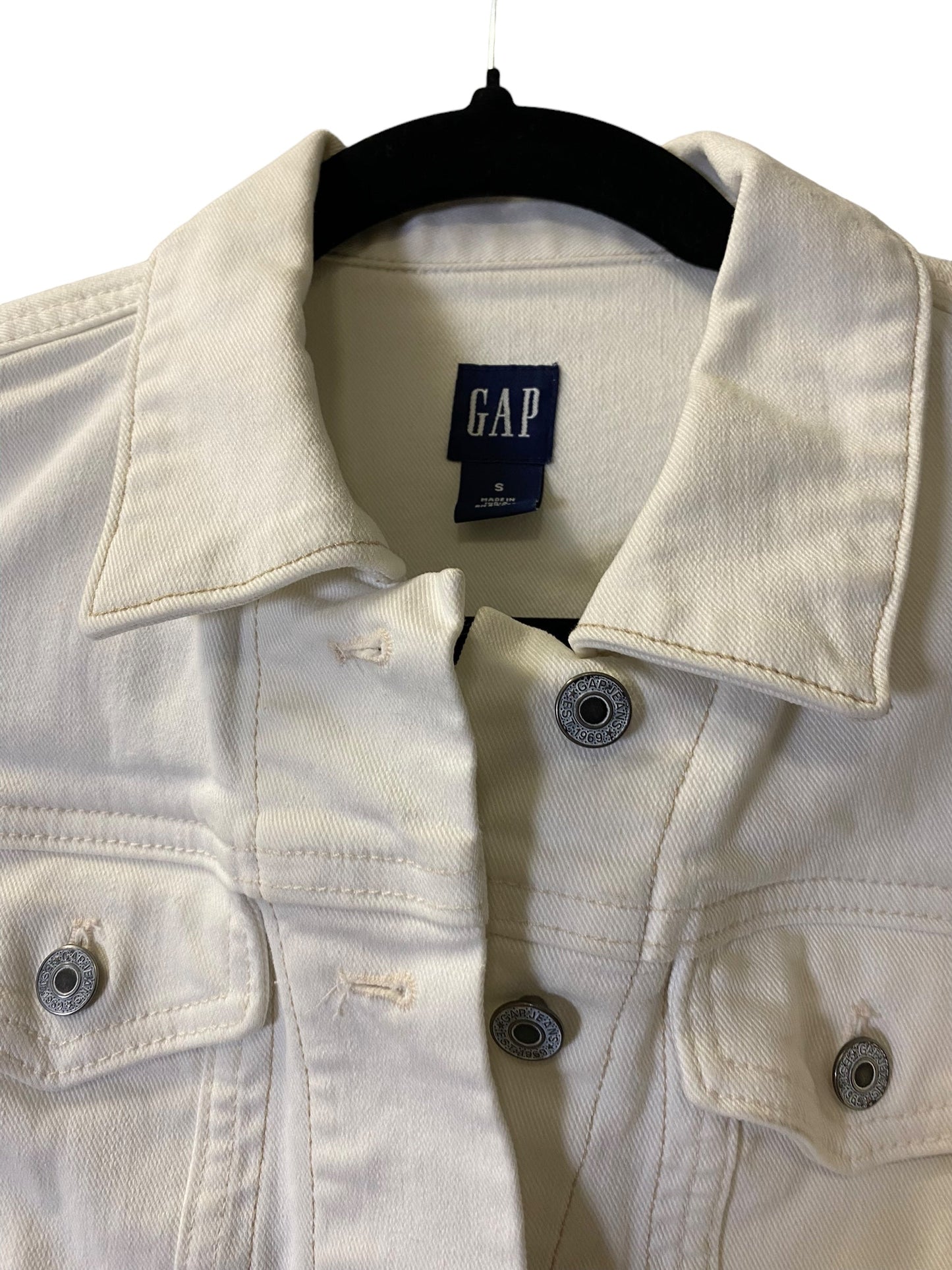 Jacket Denim By Gap In White, Size: S