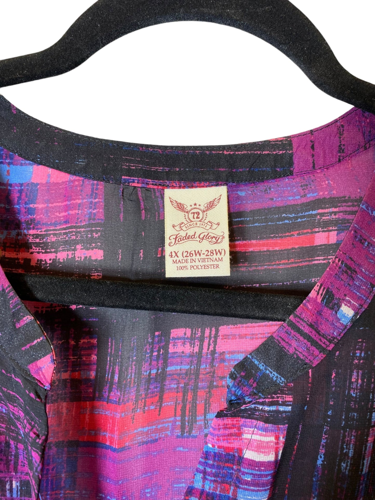 Blouse Short Sleeve By Faded Glory In Black & Purple, Size: 4x