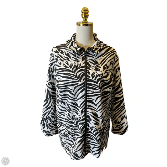 Jacket Windbreaker By Zenergy By Chicos In Black & White, Size: Xl