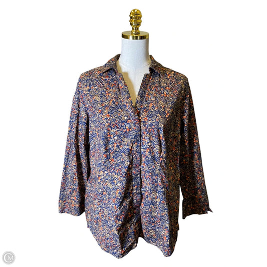 Blouse Long Sleeve By Croft And Barrow In Multi-colored, Size: L