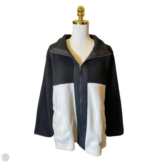 Jacket Faux Fur & Sherpa By Talbots In Black & Cream, Size: 2x