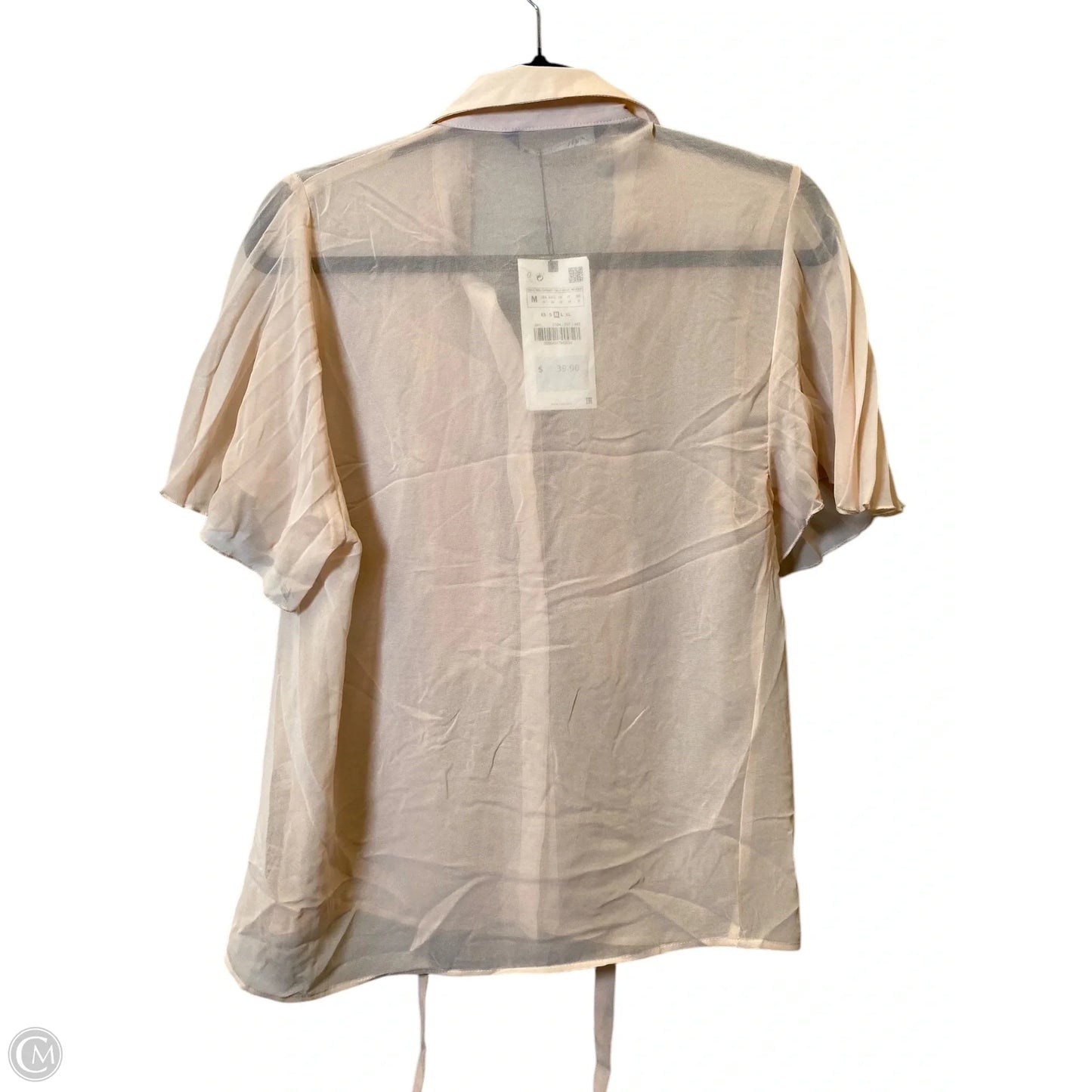 Top Short Sleeve By Zara In Peach, Size: M