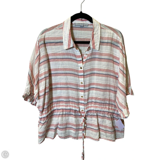 Blouse Short Sleeve By Marc New York In Pink & White, Size: M