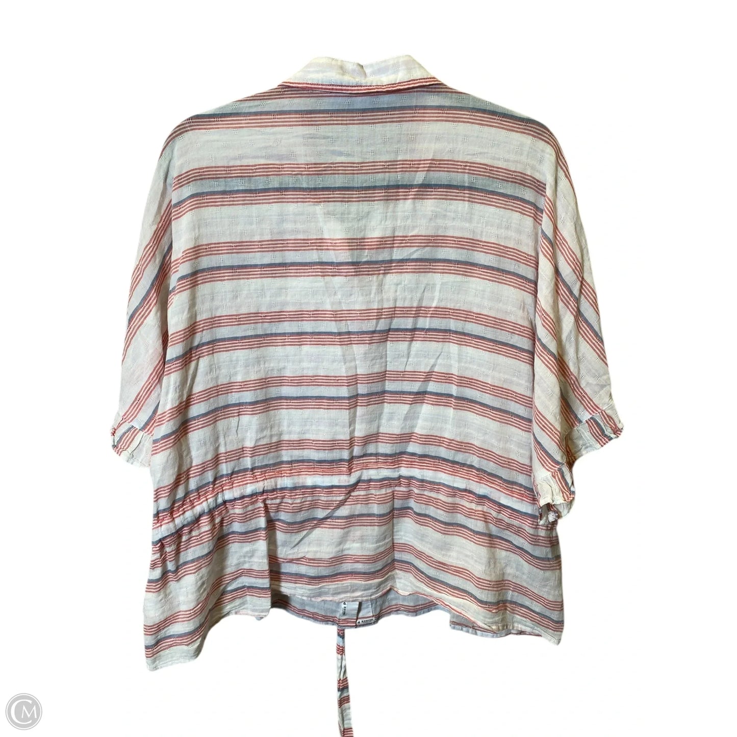 Blouse Short Sleeve By Marc New York In Pink & White, Size: M