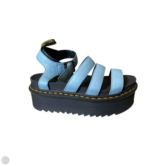 Sandals Heels Platform By Dr Martens In Black & Blue, Size: 8