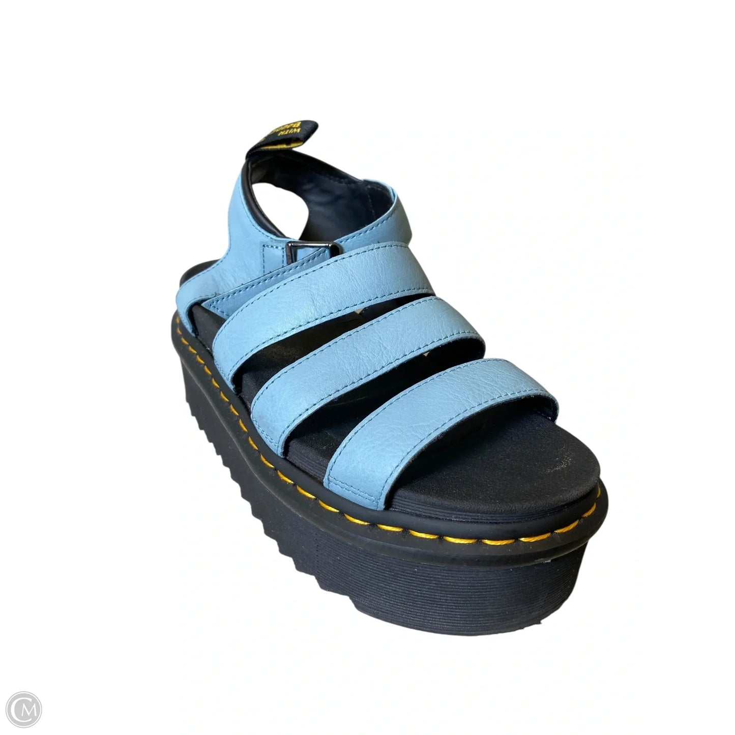 Sandals Heels Platform By Dr Martens In Black & Blue, Size: 8