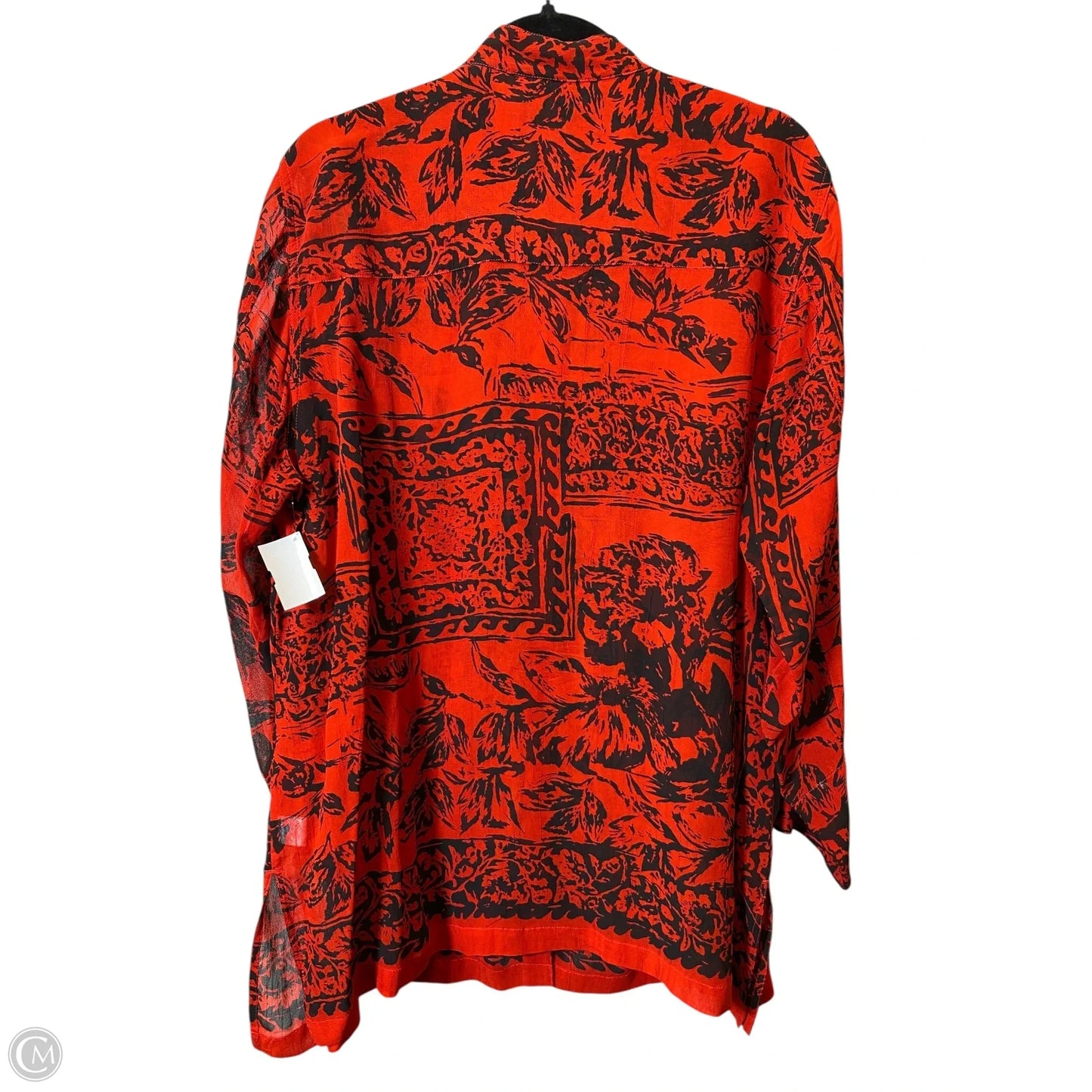 Blouse Long Sleeve By Clothes Mentor In Black & Red, Size: 1x