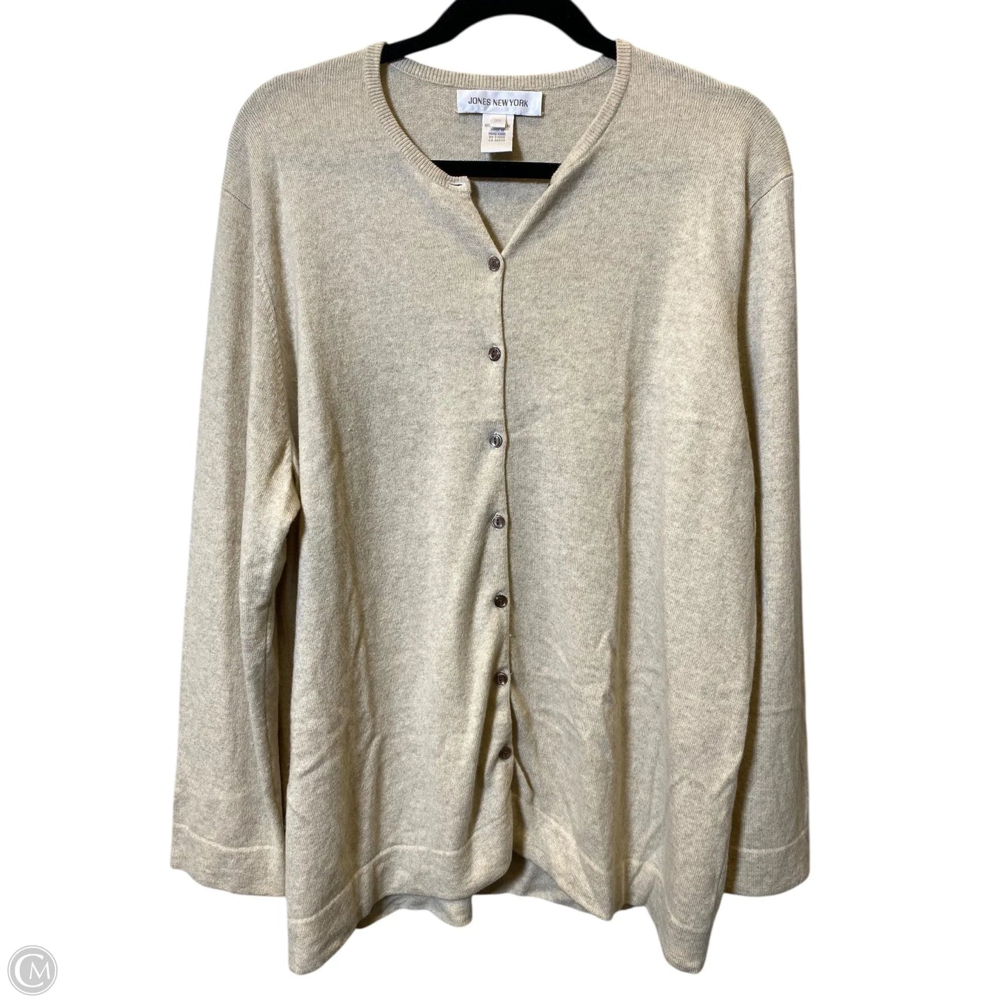 Sweater Cardigan Cashmere By Jones New York In Beige, Size: 3x