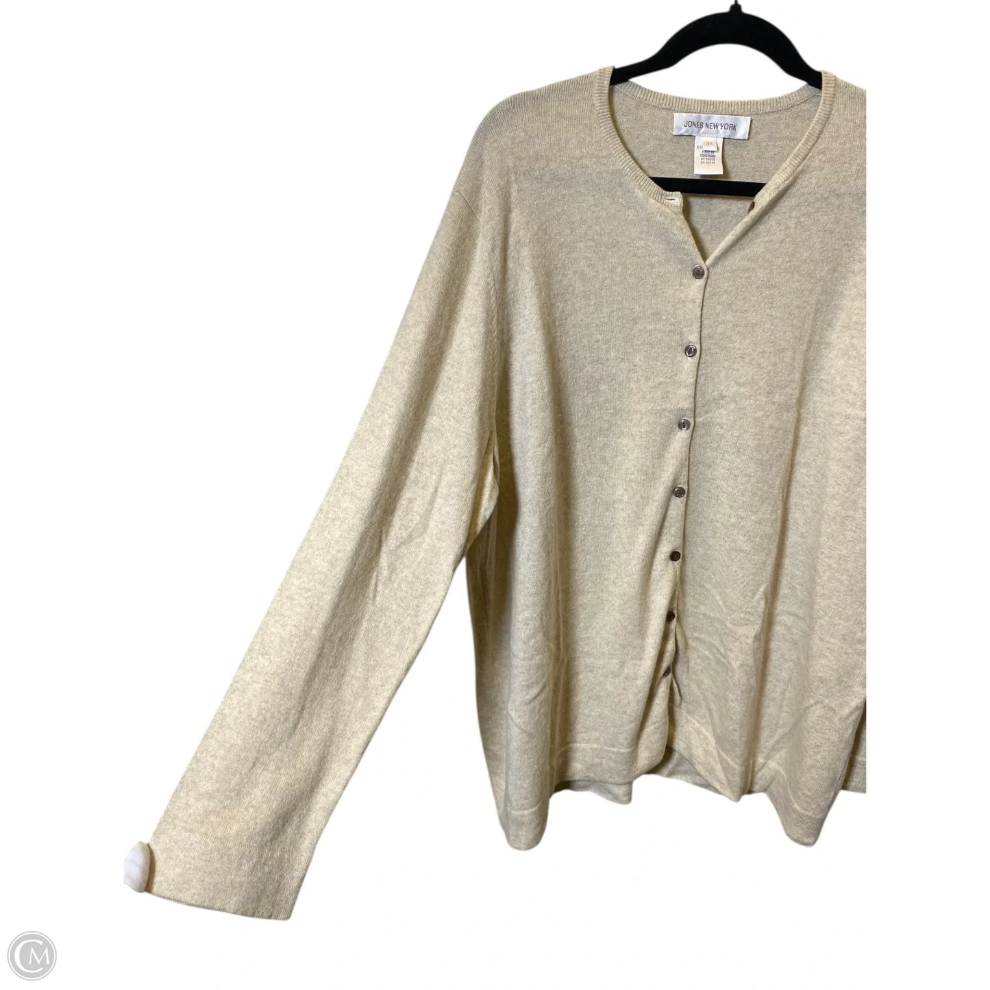 Sweater Cardigan Cashmere By Jones New York In Beige, Size: 3x