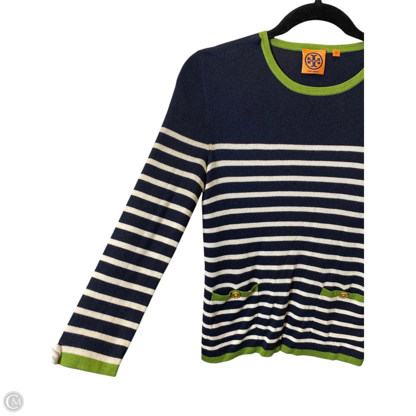 Top Long Sleeve Designer By Tory Burch In Striped Pattern, Size: Xs