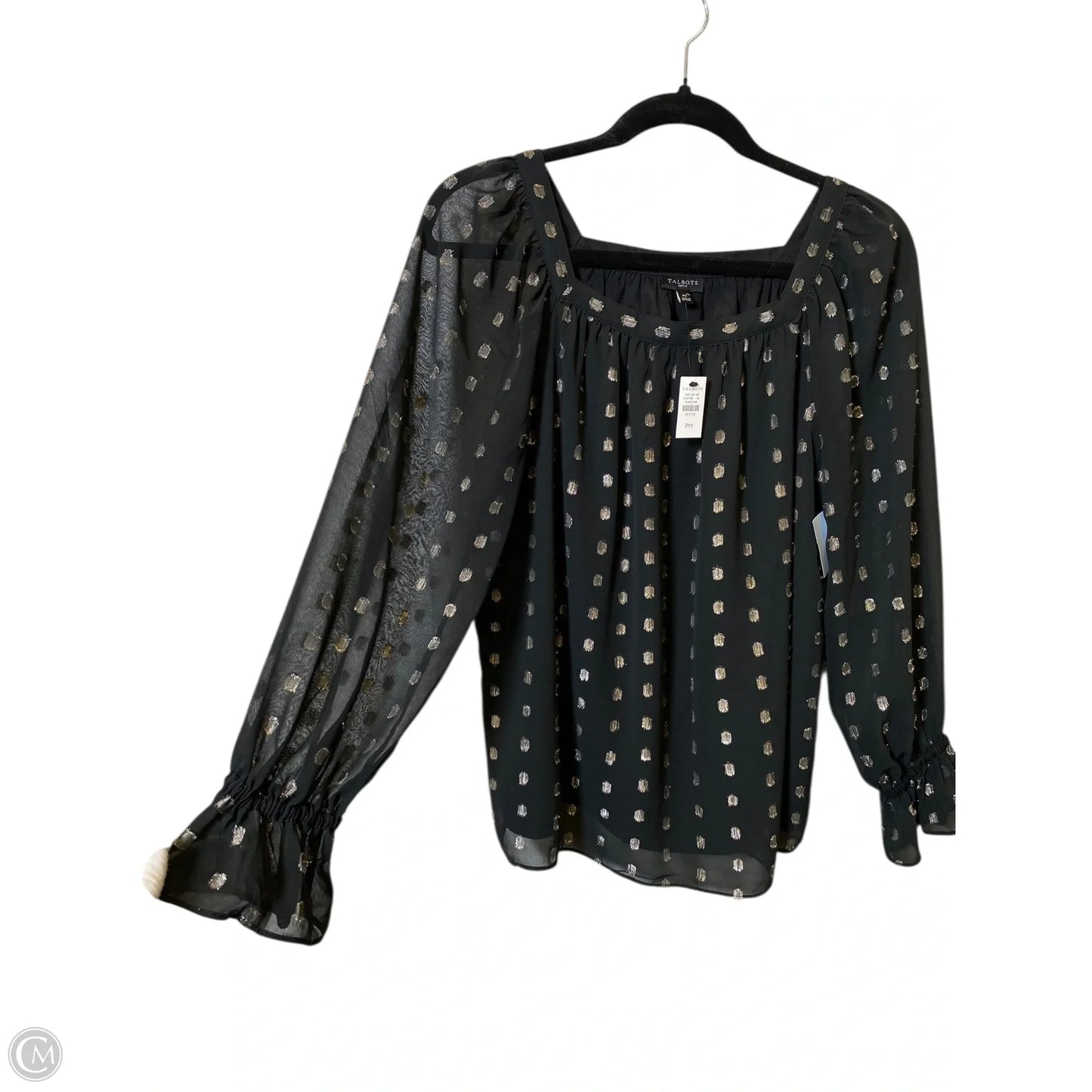 Top Long Sleeve By Talbots In Black & Gold, Size: M
