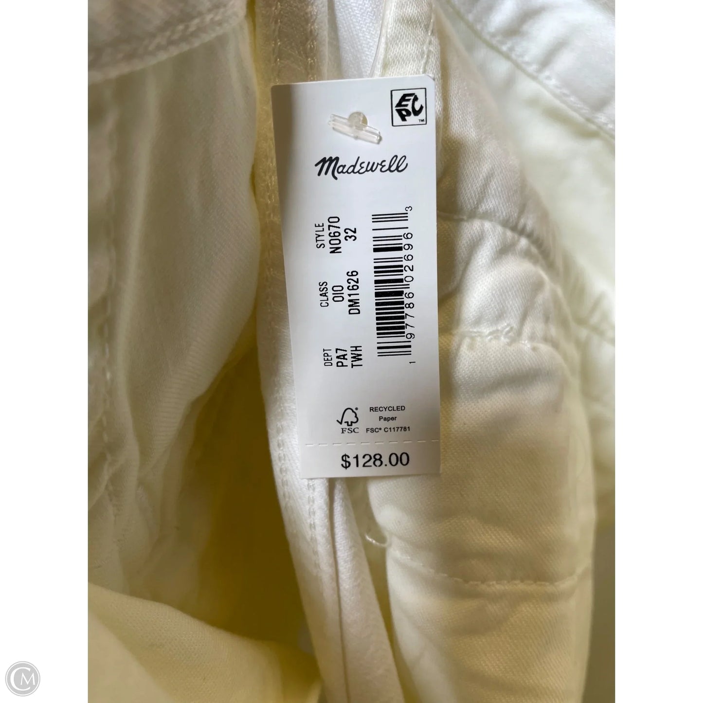 Jeans Wide Leg By Madewell In White Denim, Size: 14