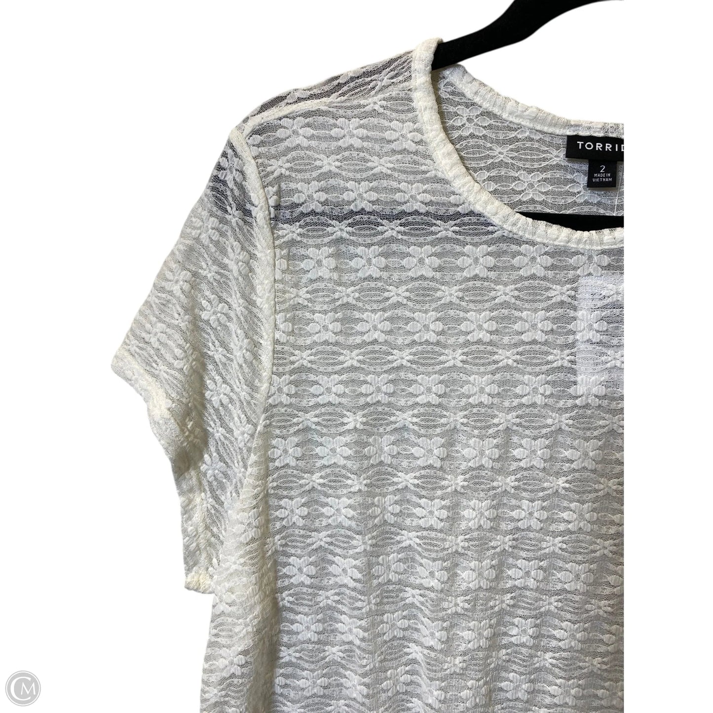 Blouse Short Sleeve By Torrid In Cream, Size: 2x