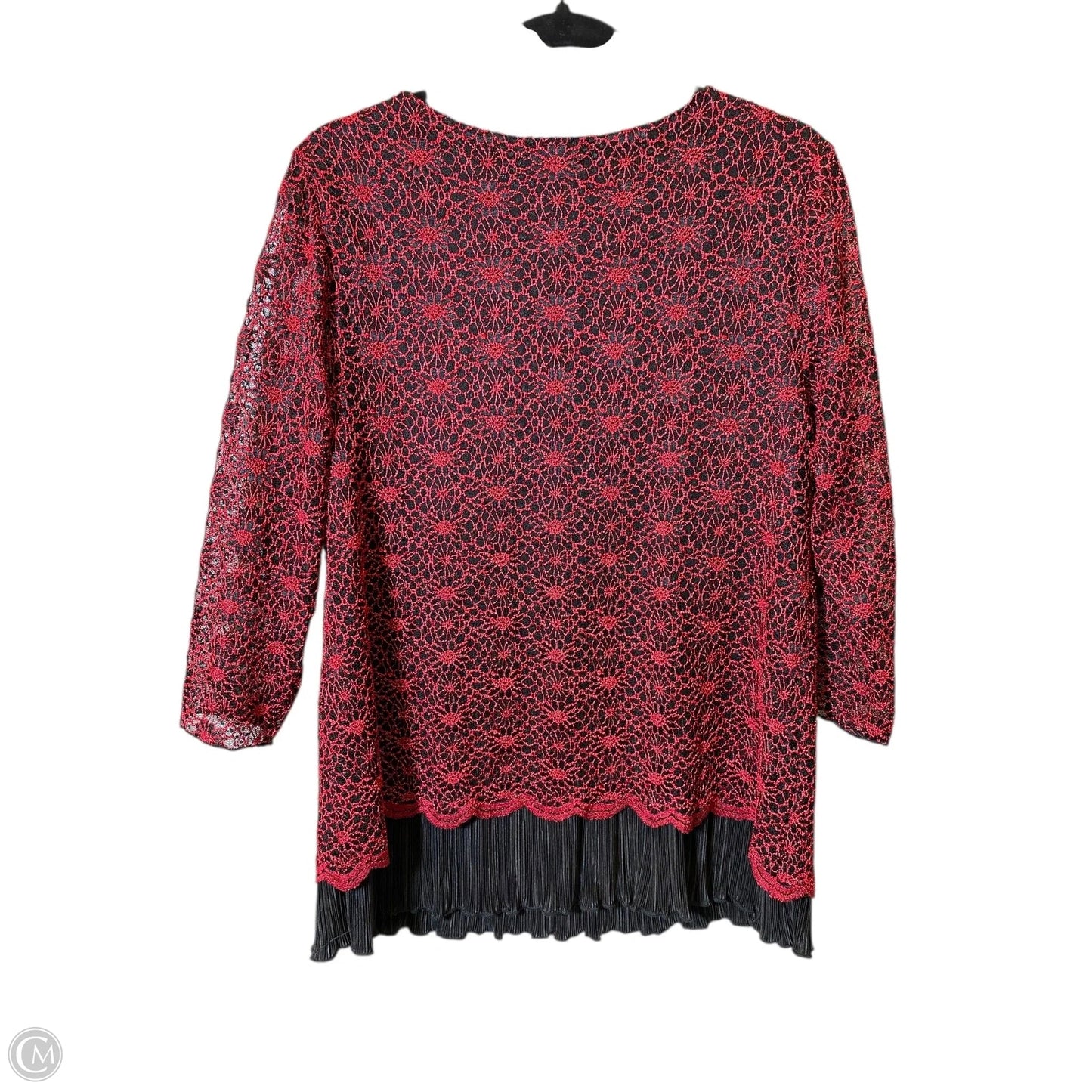 Blouse 3/4 Sleeve By Christopher And Banks In Black & Red, Size: L