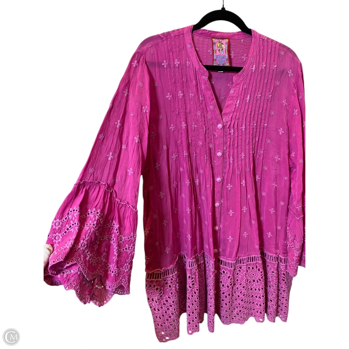 Top 3/4 Sleeve By Johnny Was In Pink, Size: Xl