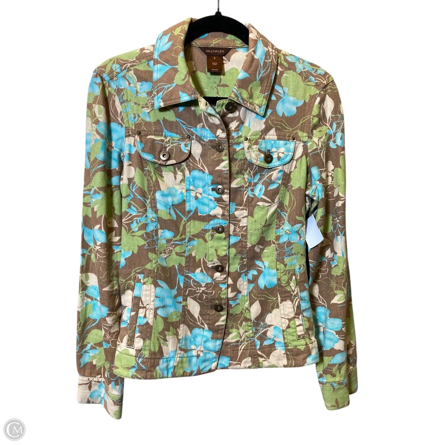 Jacket Denim By Multiples In Floral Print, Size: S