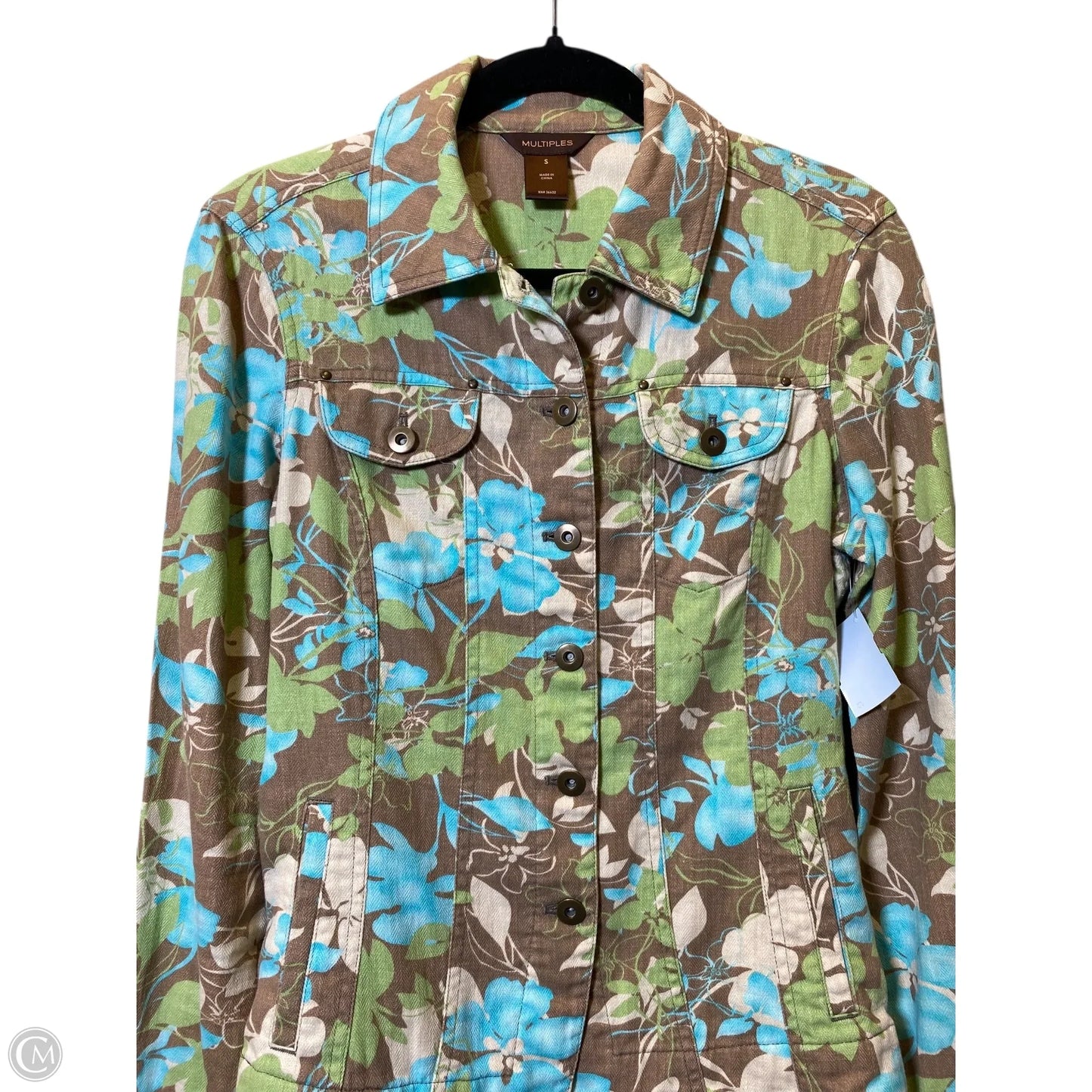 Jacket Denim By Multiples In Floral Print, Size: S