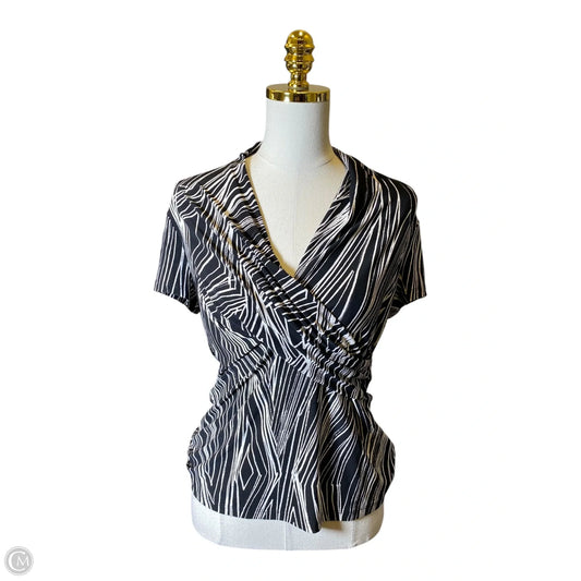 Blouse Short Sleeve By Dkny In Black & White, Size: M