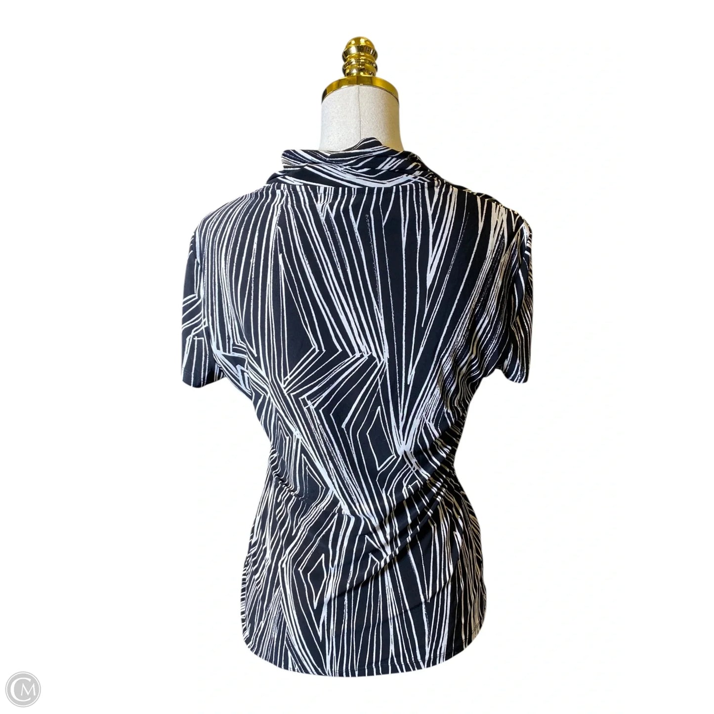 Blouse Short Sleeve By Dkny In Black & White, Size: M
