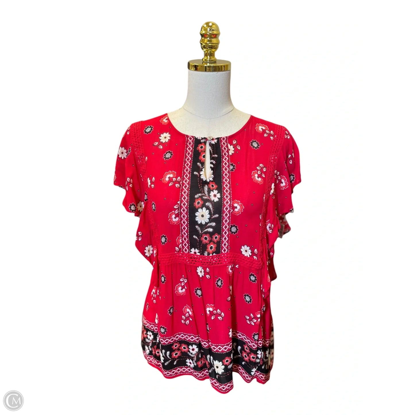 Blouse Short Sleeve By J. Jill In Red, Size: S