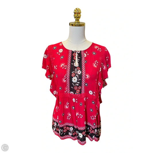 Blouse Short Sleeve By J. Jill In Red, Size: S