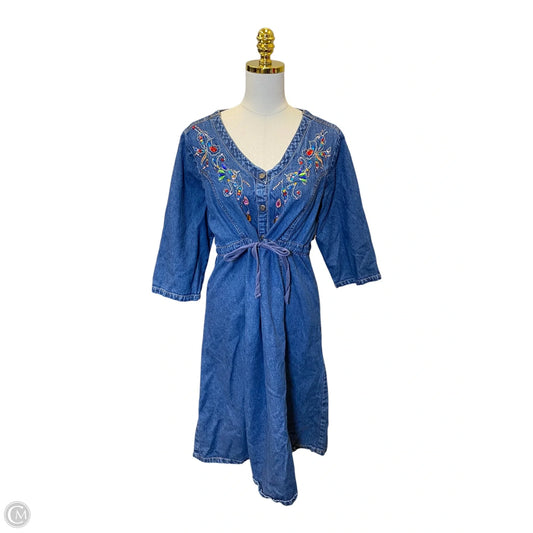 Dress Casual Midi By Denim 24/7 In Blue Denim, Size: 2x