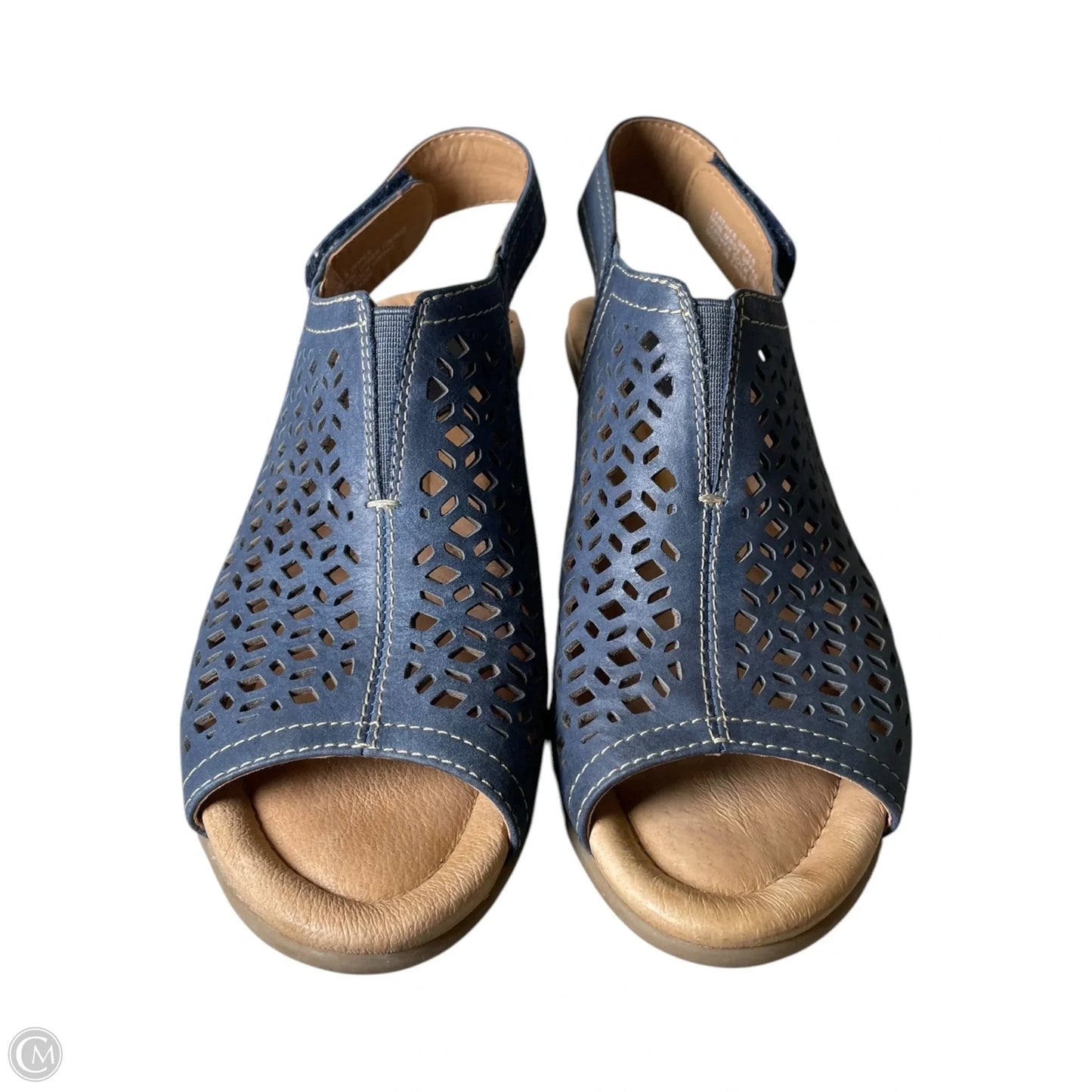 Sandals Heels Wedge By Earth In Blue & Tan, Size: 7