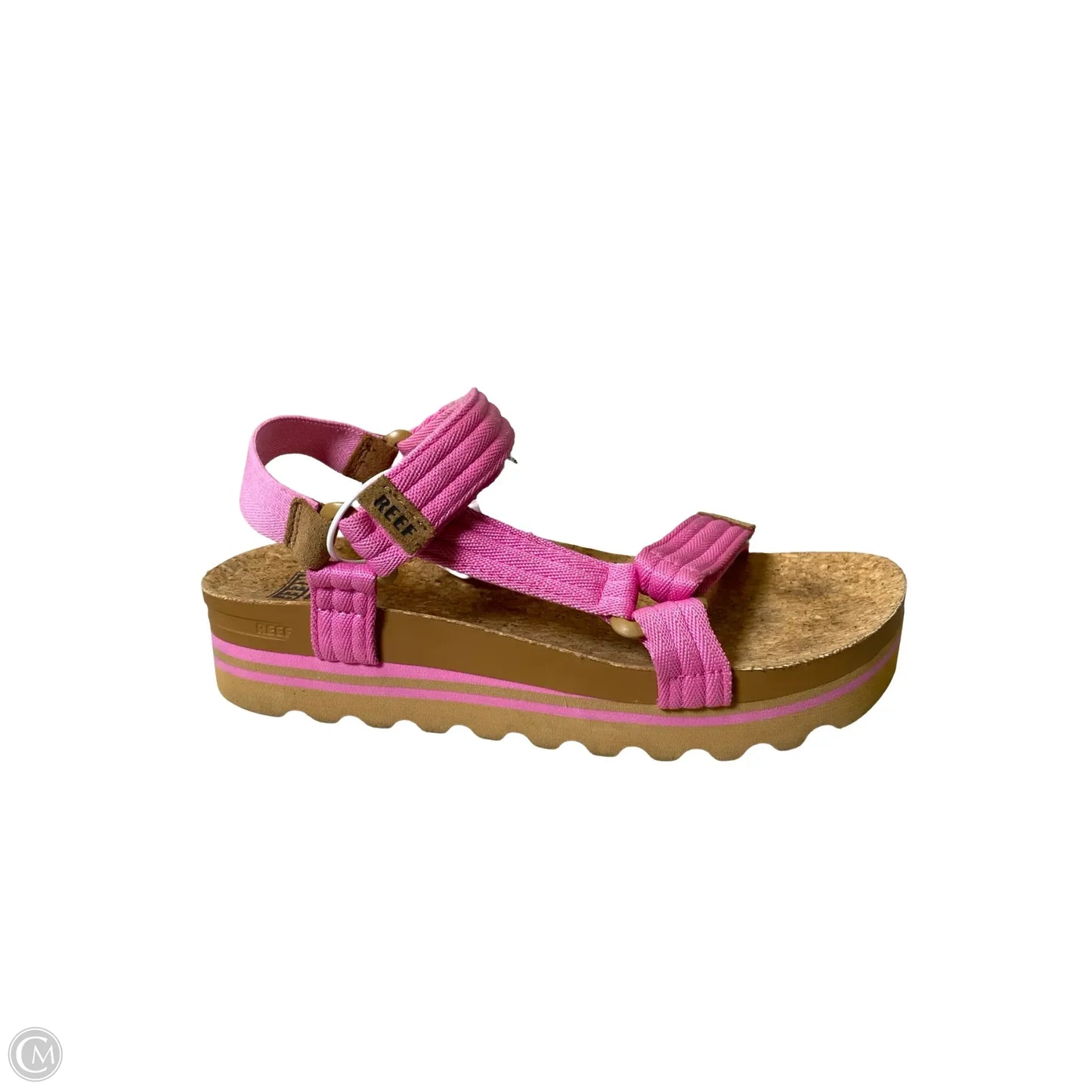 Sandals Heels Wedge By Reef In Brown & Pink, Size: 8