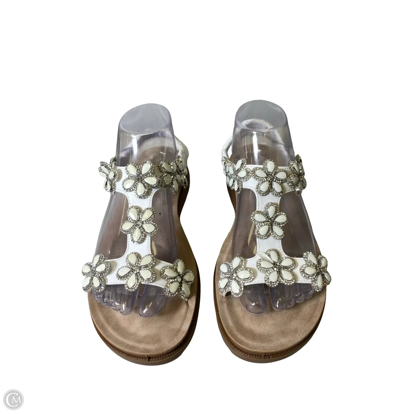 Sandals Flats By Andiano In Tan & White, Size: 9W