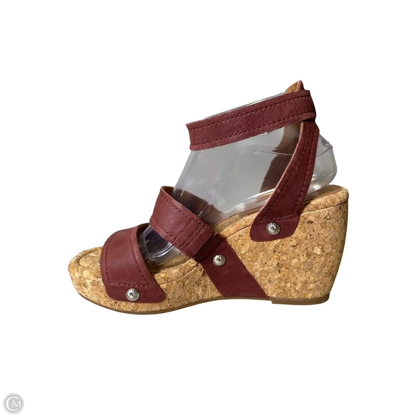 Sandals Heels Wedge By Lucky Brand In Maroon, Size: 9