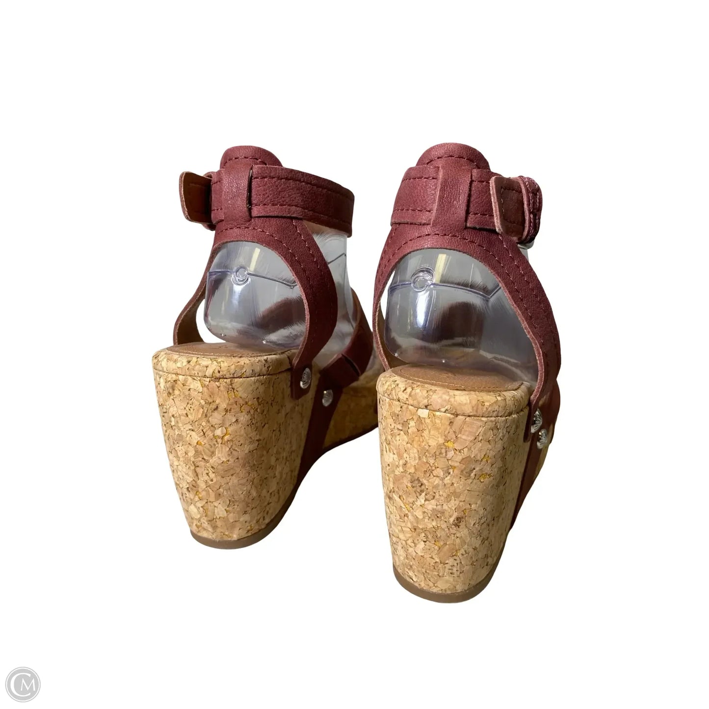 Sandals Heels Wedge By Lucky Brand In Maroon, Size: 9