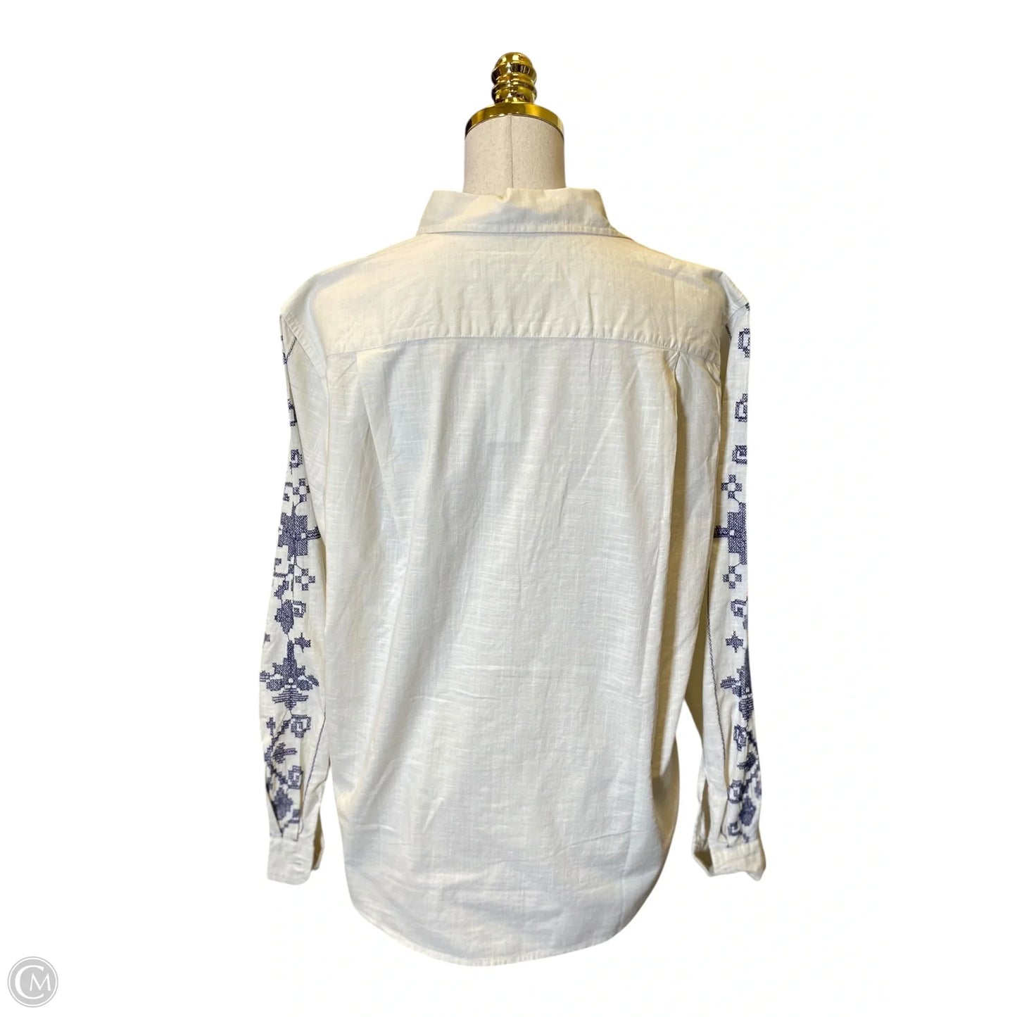 Blouse Long Sleeve By Loft In Beige, Size: M
