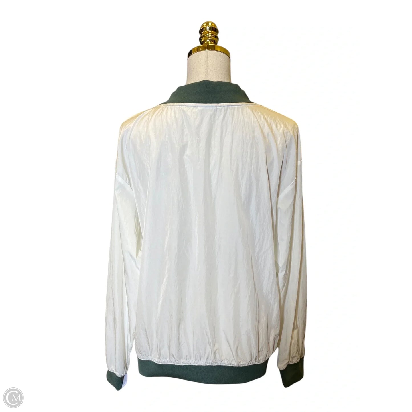 Jacket Windbreaker By Nike In Cream & Green, Size: S