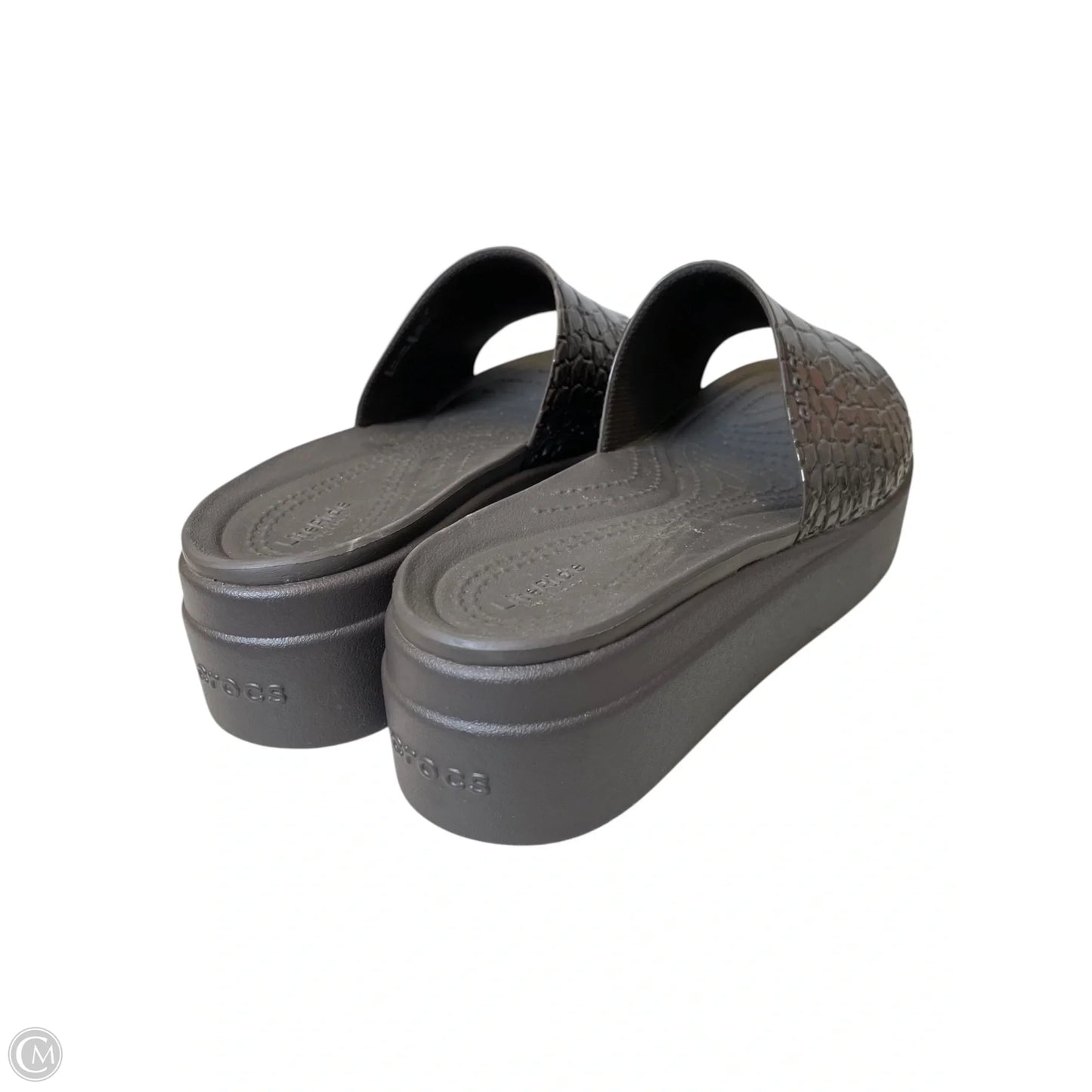 Sandals Heels Platform By Crocs In Brown, Size: 7
