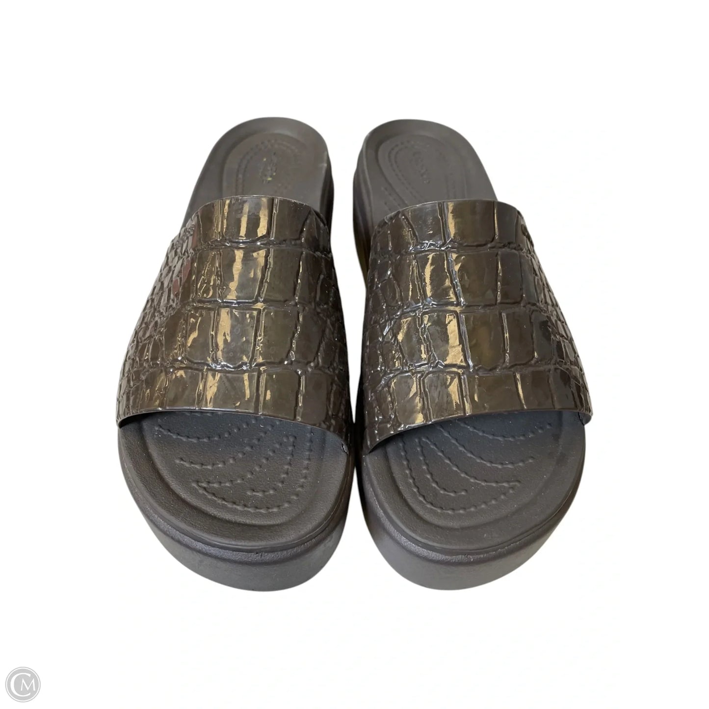 Sandals Heels Platform By Crocs In Brown, Size: 7