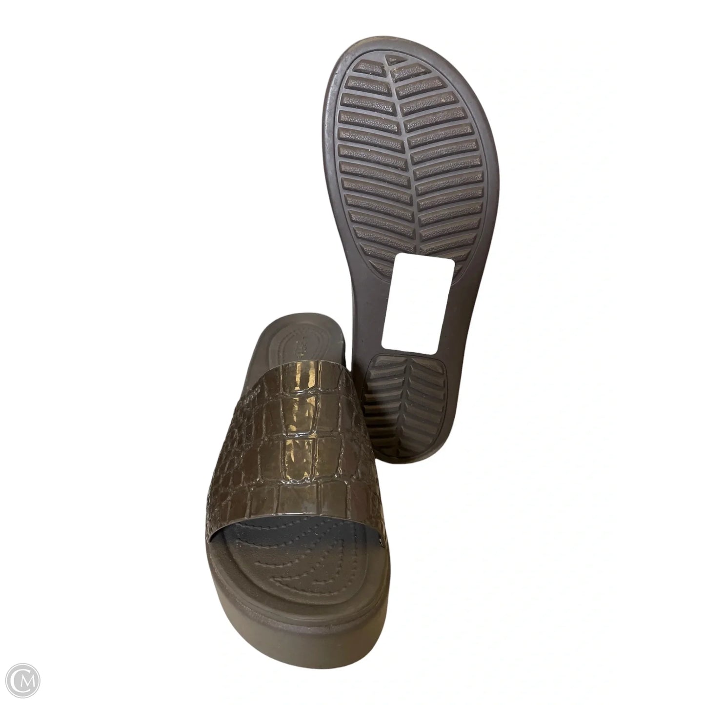Sandals Heels Platform By Crocs In Brown, Size: 7